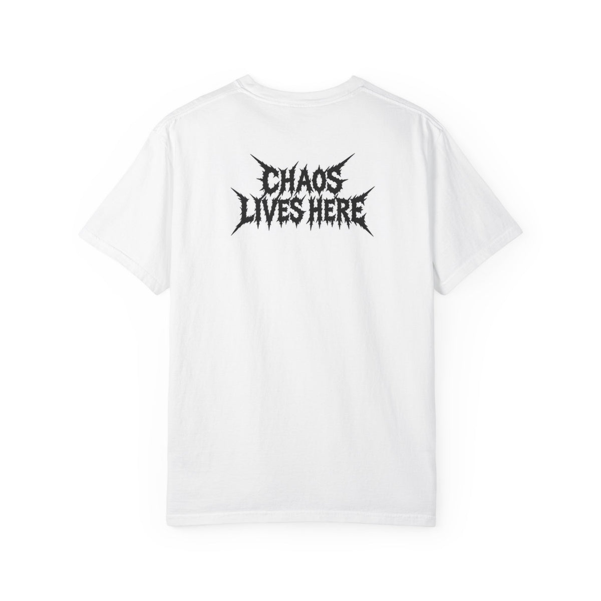 Chaos Lives Here Graphic T-Shirt — Punk Rock Chest Logo Tee