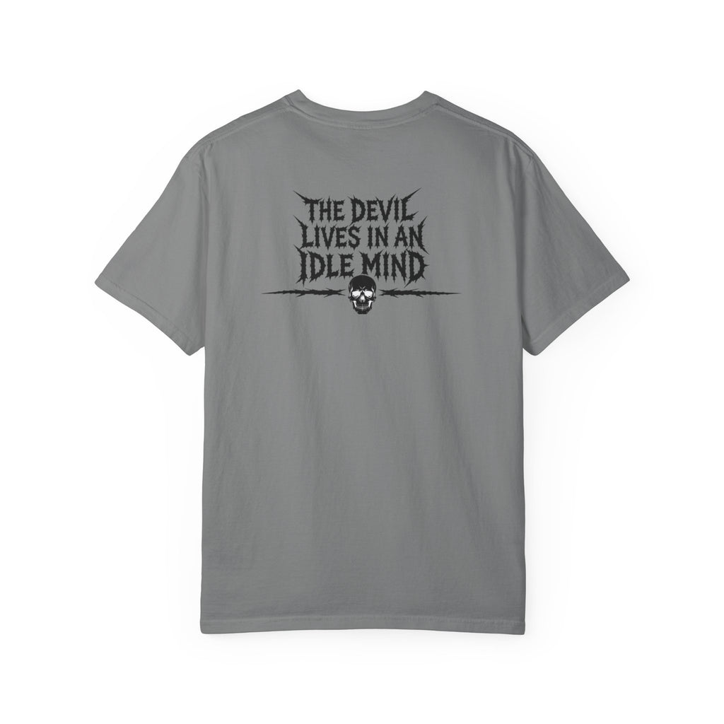 Idle Mind Skull T-Shirt — "The Devil Lives in an Idle Mind" Graphic Tee